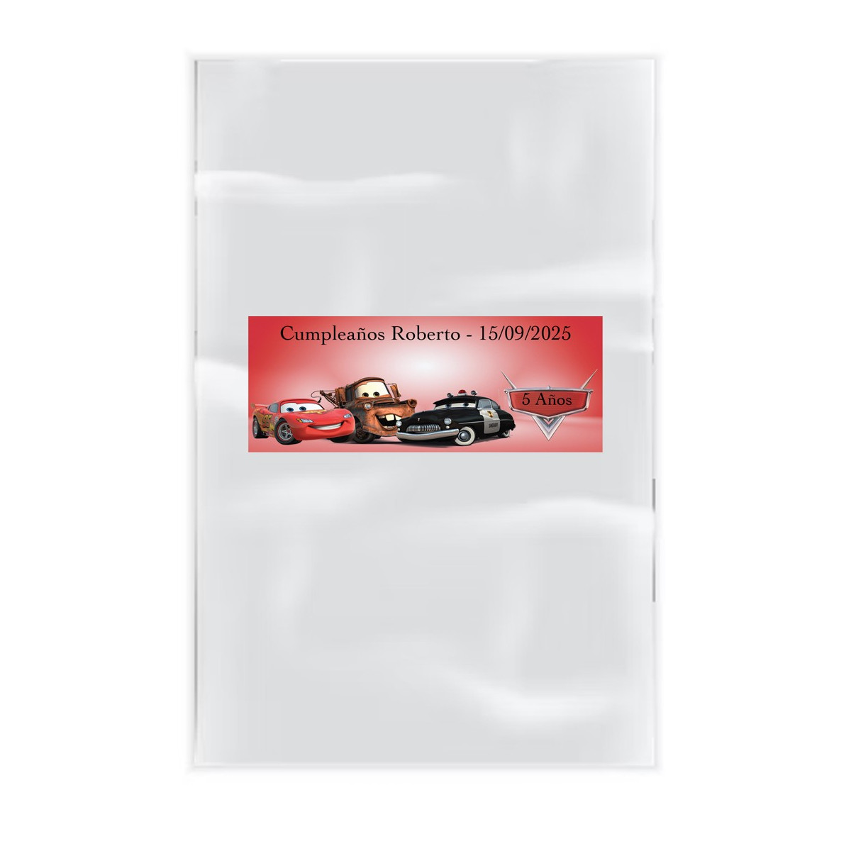 Pack de 20 sacs transparents personnalisés avec des autocollants cars