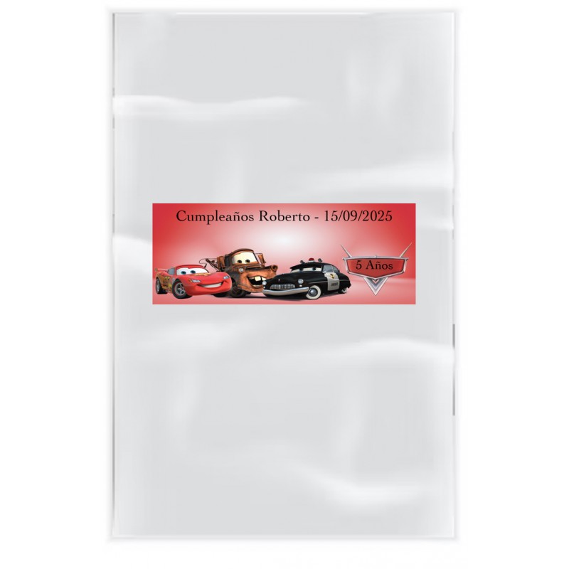 Pack de 20 sacs transparents personnalisés avec des autocollants cars