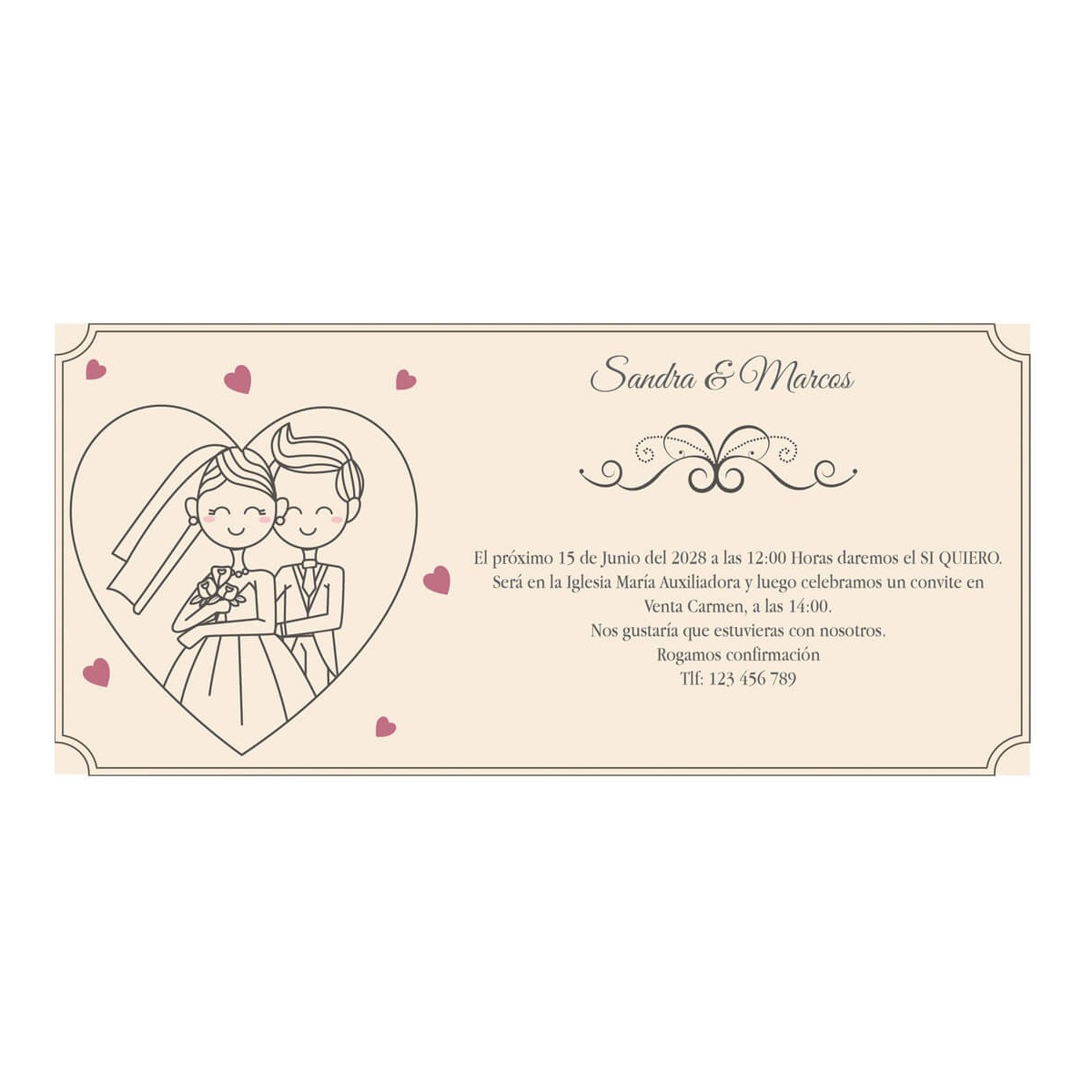 Invitations de mariage personnalisées mariés cœur