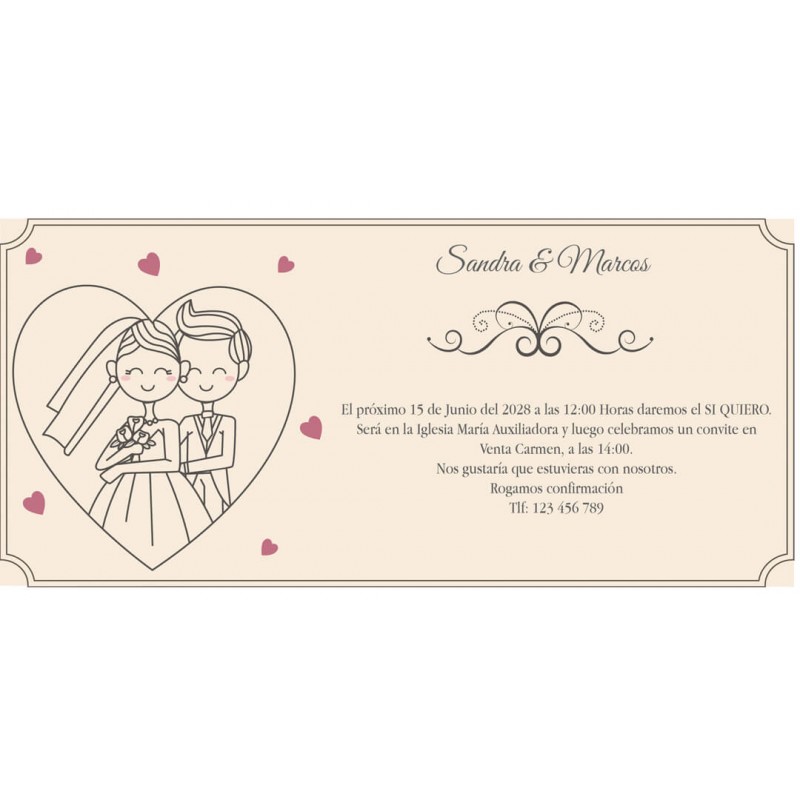 Invitations de mariage personnalisées mariés cœur