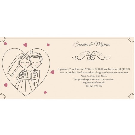 Invitations de mariage personnalisées coeur des mariés