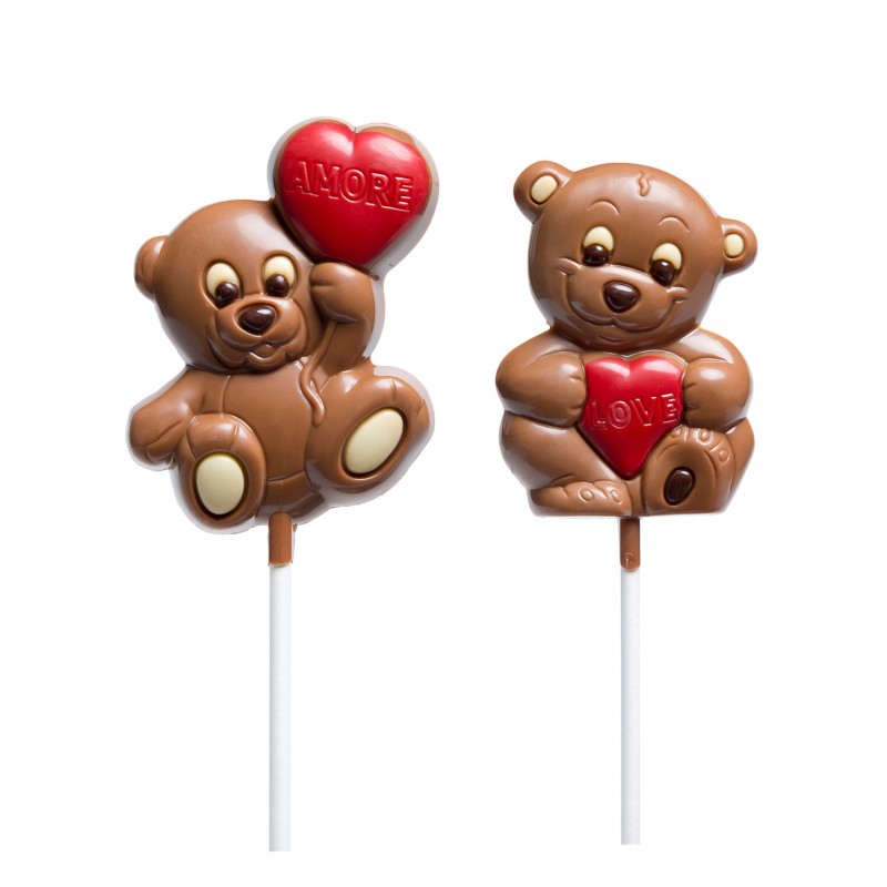 Sucette chocolat coeur ours
