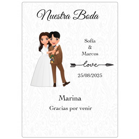 Autocollant personnalisé pour mariage avec nom des invités et des mariés