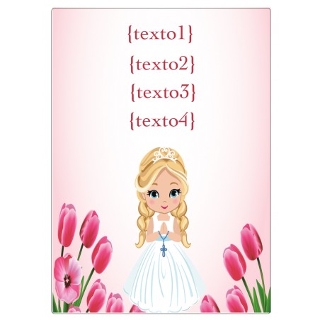 Autocollant fille communion personnalisé avec le nom de l'invité et de la fille