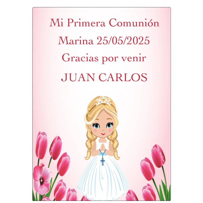 Autocollant personnalisé de fille de communion avec le nom de l'invité et de la fille Autocollant personnalisé de fille de communion avec le nom de l'invité et de la fille