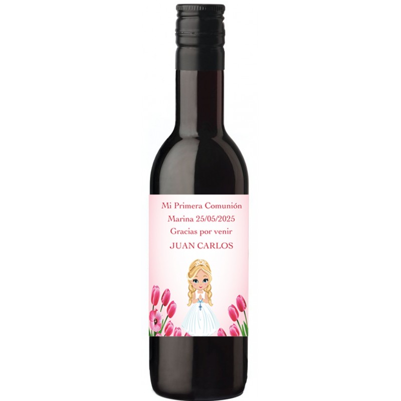 Bouteille de vin de communion personnalisée avec le nom de l'invité et de la fille de communion