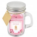 Bougie parfumée rose personnalisée avec le nom de l'invitée et de la fille de communion et adhésif