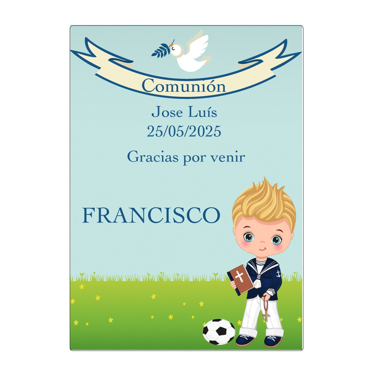 Autocollant de communion personnalisé avec le nom des invités