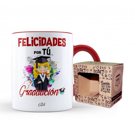 Tasse rouge félicitations pour ta graduation femme