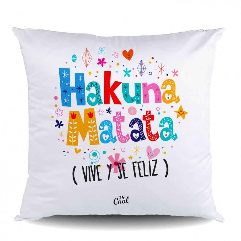 Coussin en polyester hakuna matata vivre et être heureux