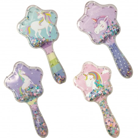 Brosse démêlante en forme d'étoile licorne avec confettis...