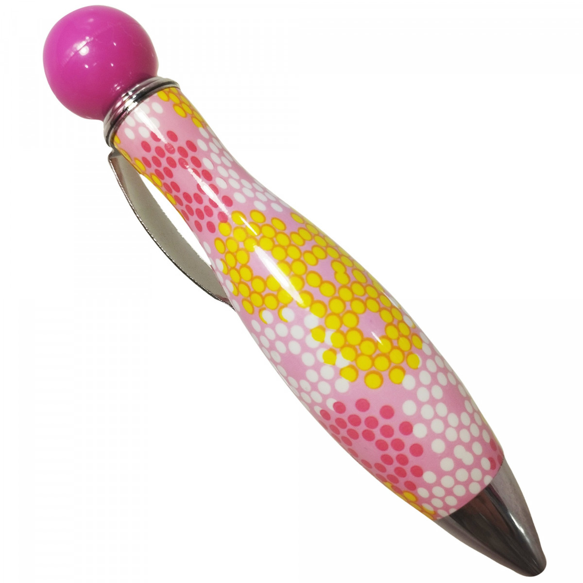 Stylo à bille fat avec imprimé à pois en forme de fleur
