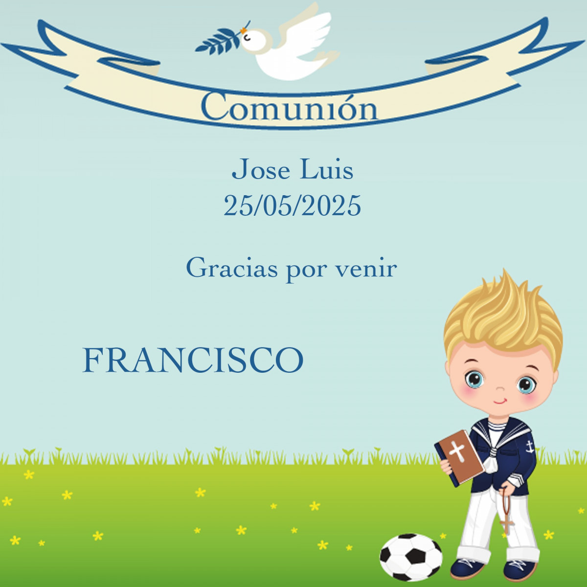 Autocollant de communion carré personnalisé avec les noms des invités