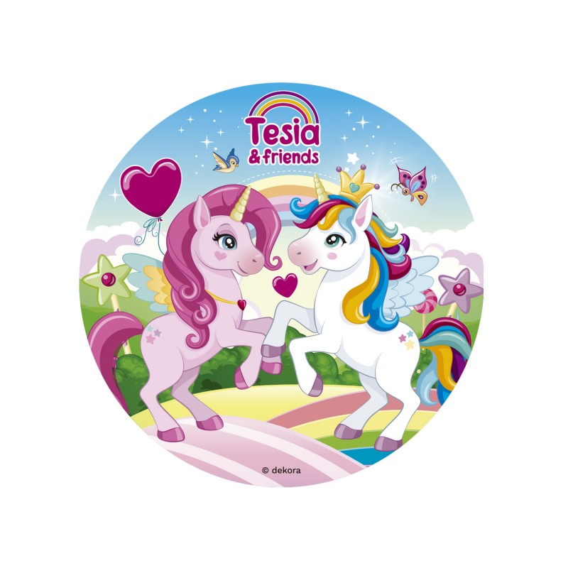Disque comestible de gâteau de licorne