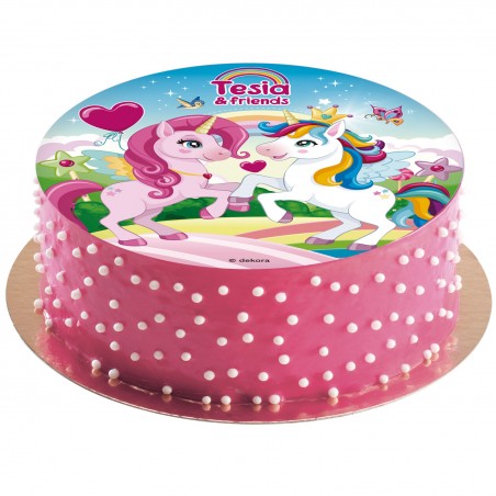 Disque comestible de gâteau de licorne