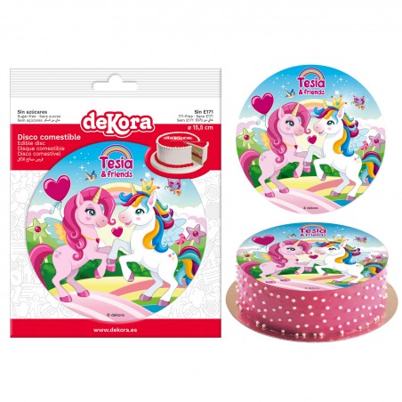 Disque comestible de gâteau de licorne