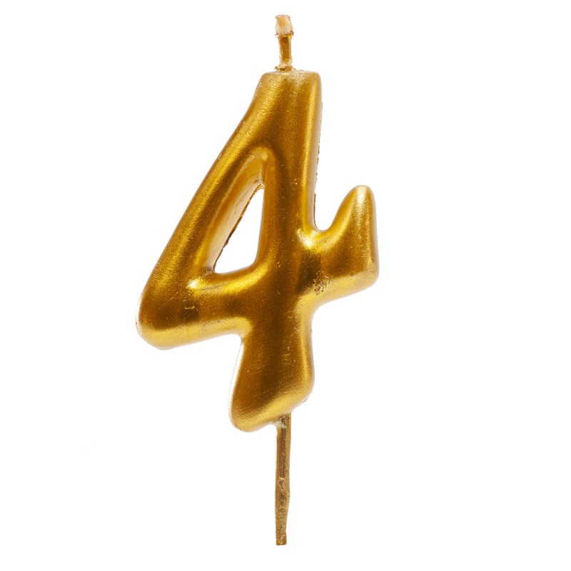 Bougie d'anniversaire en couleur or du numéro 4