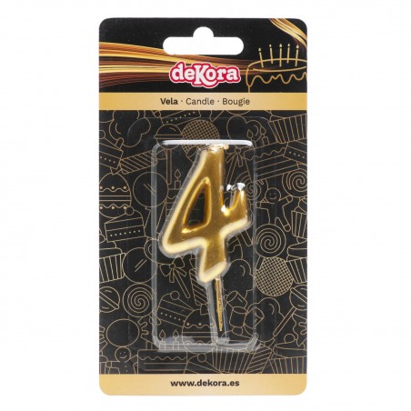 Bougie d'anniversaire en couleur or du numéro 4