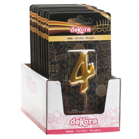 Bougie d'anniversaire en couleur or du numéro 4