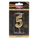Bougie d'anniversaire de couleur or du numéro 5