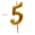Bougie d'anniversaire de couleur or du numéro 5