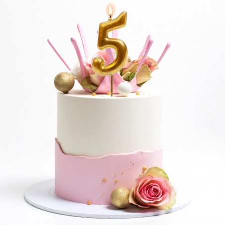 Bougie d'anniversaire de couleur or du numéro 5