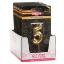 Bougie d'anniversaire de couleur or du numéro 5