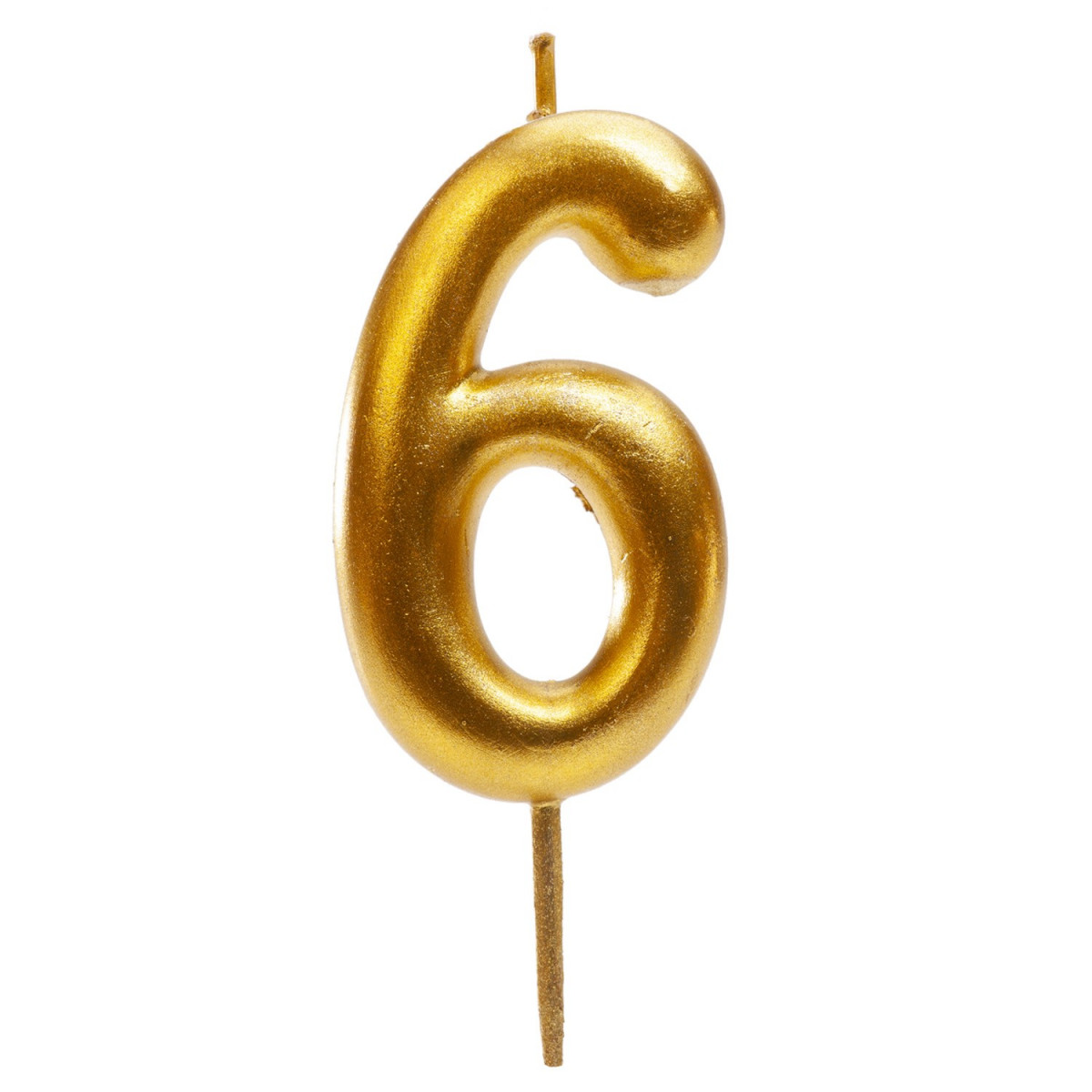 Bougie d'anniversaire en couleur or du numéro 6