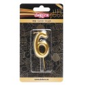 Bougie d'anniversaire en couleur or du numéro 6