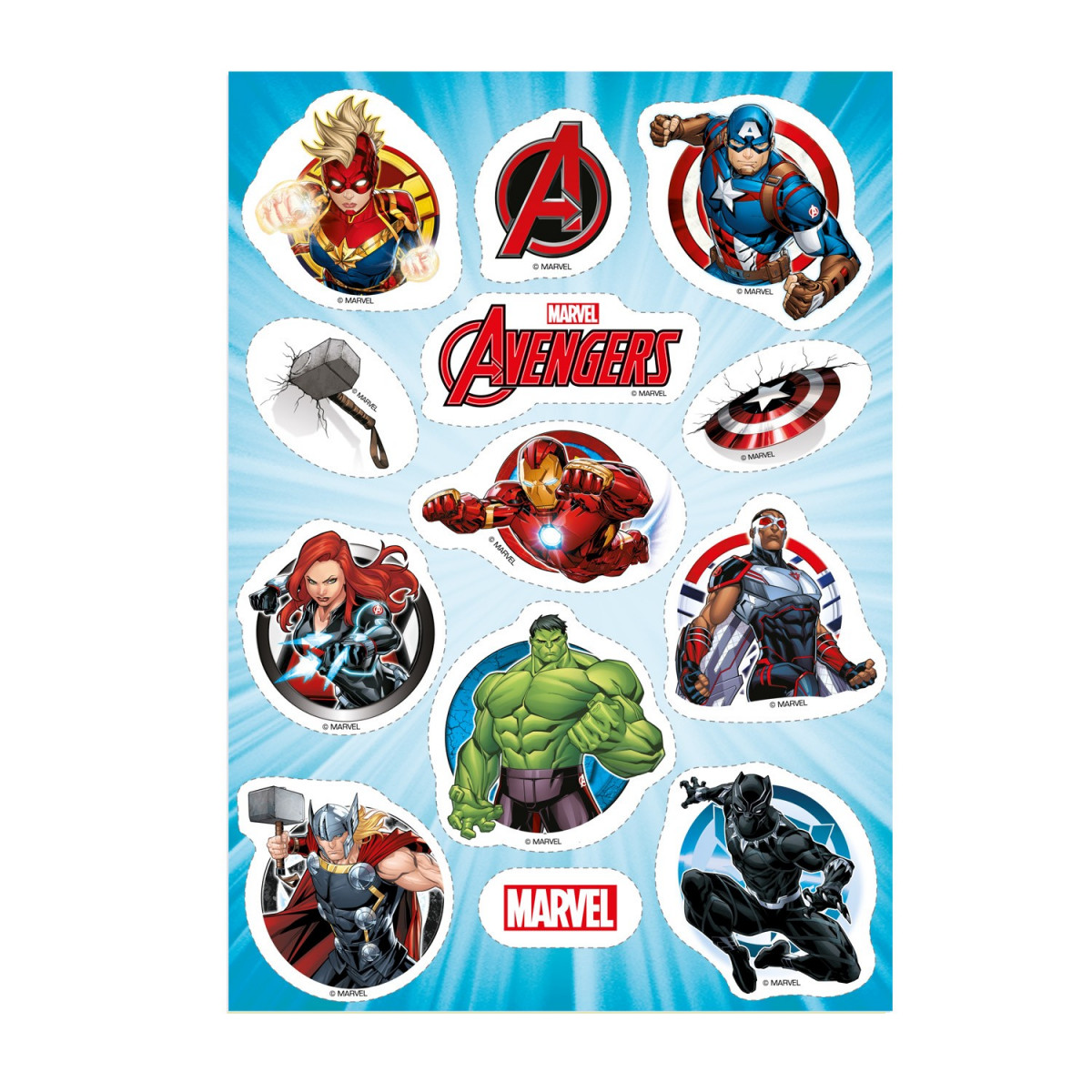 Décoration comestible pour gâteaux et cupcakes à découper avengers