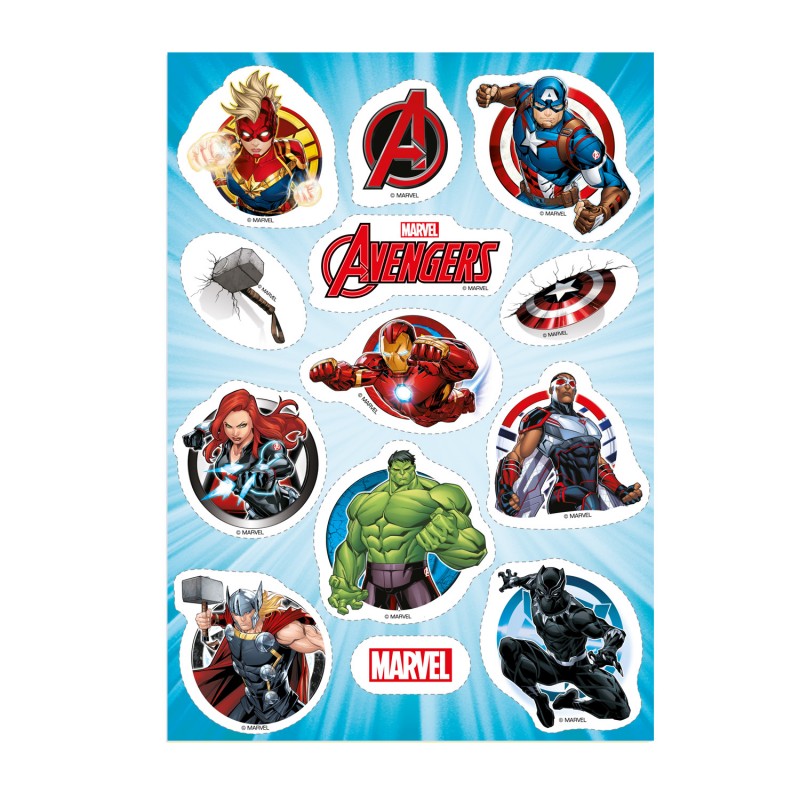 Décoration comestible pour gâteaux et cupcakes à découper avengers