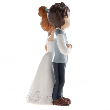 Figure de gâteau de mariage mariés avec fleur rouge