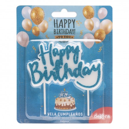 Bougie d anniversaire joyeux anniversaire de couleur bleue