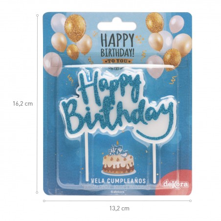 Bougie d anniversaire joyeux anniversaire de couleur bleue