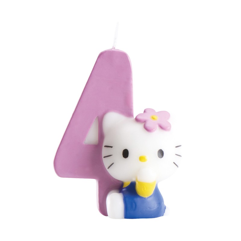 Bougie de gâteau d'anniversaire 4e Hello Kitty Design Bougie de gâteau d'anniversaire 4e Hello Kitty Design