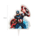 Bougie d'anniversaire avec le design du capitaine America des Avengers