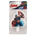Bougie d'anniversaire avec le design du capitaine America des Avengers