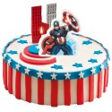 Bougie d'anniversaire avec le design du capitaine America des Avengers