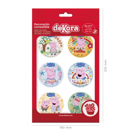 Disques à cupcakes comestibles avec modèle peppa pig