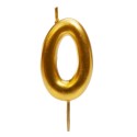 Bougie d'anniversaire en couleur or du chiffre 0