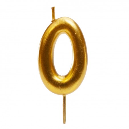 Bougie d'anniversaire en couleur or du chiffre 0