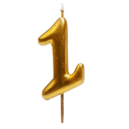 Bougie d'anniversaire couleur or numéro 1