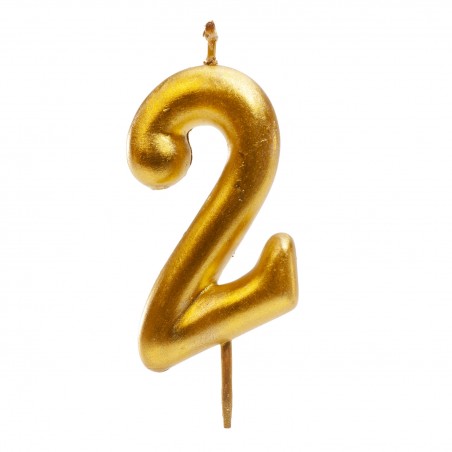 Bougie numéro 2 dorée Brillance et élégance pour votre gâteau