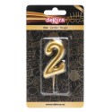 Bougie numéro 2 dorée Brillance et élégance pour votre gâteau