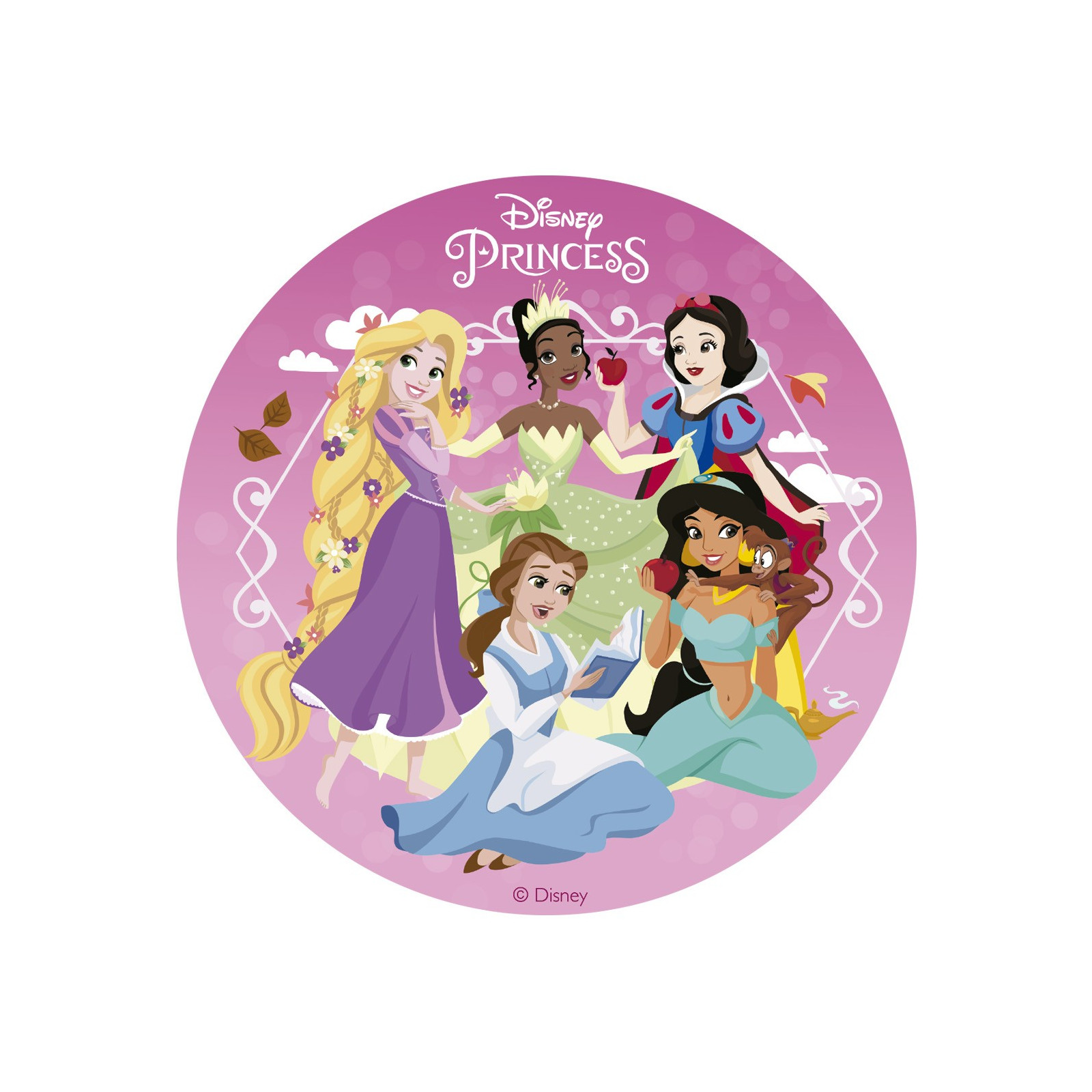 Gaufre comestible pour décoration de gâteau avec design des princesses