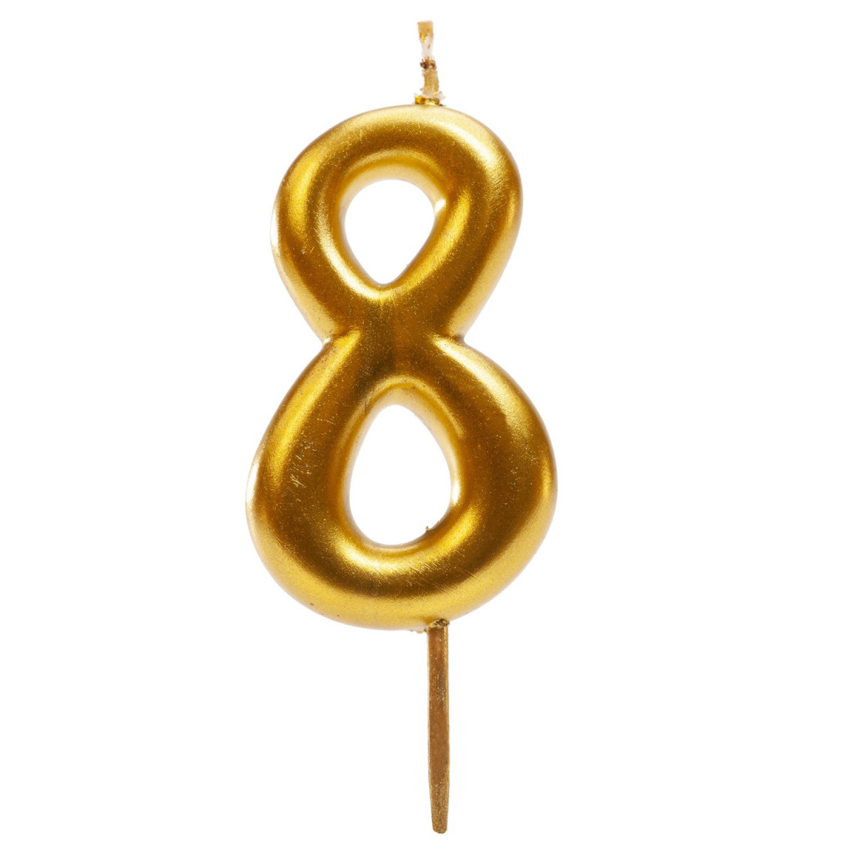 Bougie d'anniversaire numéro 8 en couleur dorée