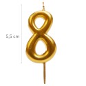 Bougie d'anniversaire numéro 8 en couleur dorée
