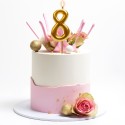 Bougie d'anniversaire numéro 8 en couleur dorée