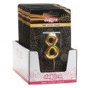 Bougie d'anniversaire numéro 8 en couleur dorée