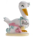 Figurine de gâteau cigogne pour baptême ou baby shower